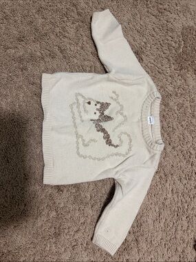 Carter's Cream Knit Crewneck Sweater with Dog Motif